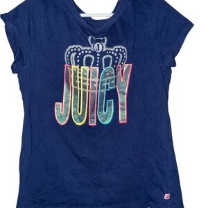 Juicy Couture Kids Navy Blue Graphic T-Shirt Size Small 7/8